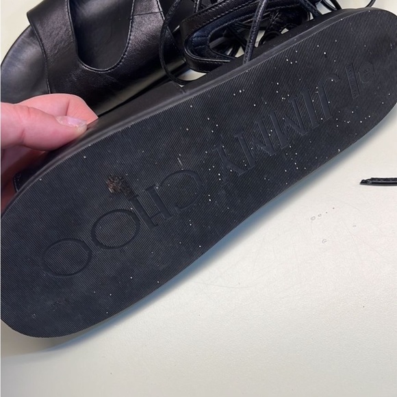 Jimmy Choo Black Gladiator Sandals with Wraparound Laces - Picture 5 of 6